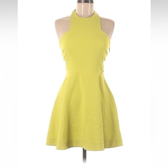 Elizabeth and James Green and Yellow Halter Mini Dress - Picture 2 of 7
